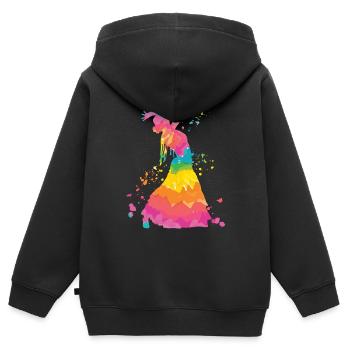 Femme flamenco avec robe flamenco - Sweat Premium à capuche zippé enfant bio - noir - Dos - AI Model Kid Male (0cm)
