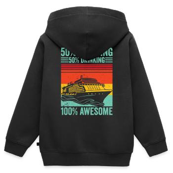 Drôle de croisière rétro - Sweat Premium à capuche zippé enfant bio - noir - Dos - AI Model Kid Male (0cm)