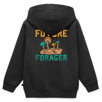 Future Forager Foraging Mushroom Hunting - Kids Premium Organic Zip-up Hoodie - black - Back - AI Model Kid Male (0cm)