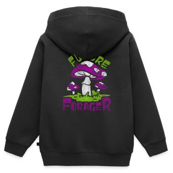 Future Forager Foraging Mushroom Hunting - Kids Premium Organic Zip-up Hoodie - black - Back - AI Model Kid Male (0cm)