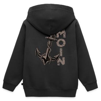 Moin Anker Ostfriesland Ostfriese - Kinder Premium Organic Zip Hoodie - Schwarz - Hinten - AI Model Kid Male (0cm)