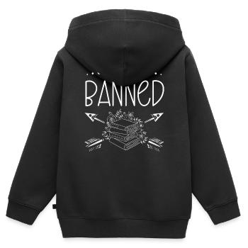 Ich Bin Mit Dem Verbotenen Bücherwurm - Kinder Premium Organic Zip Hoodie - Schwarz - Hinten - AI Model Kid Male (0cm)