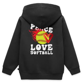 Mädchen Frieden Liebe Softball - Kinder Premium Organic Zip Hoodie - Schwarz - Hinten - AI Model Kid Male (0cm)