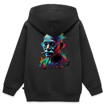 Lauréat du prix Nobel de la paix Mahatma Gandhi Gift - Sweat Premium à capuche zippé enfant bio - noir - Dos - AI Model Kid Male (0cm)