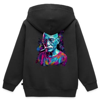 Mahatma Gandhi, lauréat du prix Nobel de la paix - Sweat Premium à capuche zippé enfant bio - noir - Dos - AI Model Kid Male (0cm)