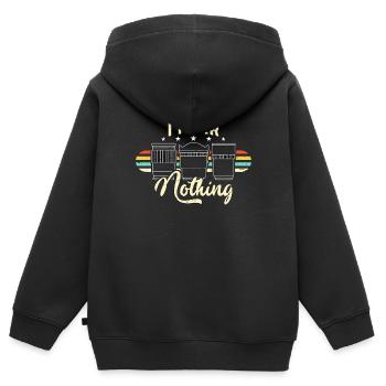 Cadreur Je ne crains rien Tournage vidéo rétro - Sweat Premium à capuche zippé enfant bio - noir - Dos - AI Model Kid Male (0cm)