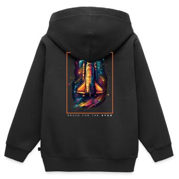 Cadeau spatial de vaisseau spatial de la navette spatiale - Sweat Premium à capuche zippé enfant bio - noir - Dos - AI Model Kid Male (0cm)