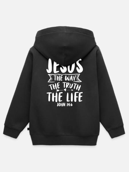 Jeesus tie Totuus Kristillinen usko - Lasten Premium vetoketjullinen huppari luomu - musta