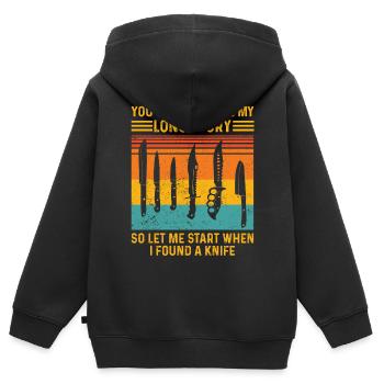Messersammler - Kinder Premium Organic Zip Hoodie - Schwarz - Hinten - AI Model Kid Male (0cm)