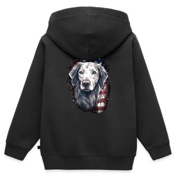 Hund Amerikanische Flagge stolzer Hundeliebhaber - Kinder Premium Organic Zip Hoodie - Schwarz - Hinten - AI Model Kid Male (0cm)