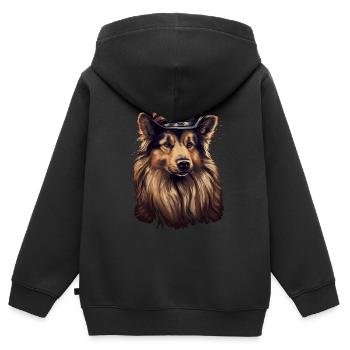 Schäferhund Amerikanische Flagge stolzer Hund - Kinder Premium Organic Zip Hoodie - Schwarz - Hinten - AI Model Kid Male (0cm)
