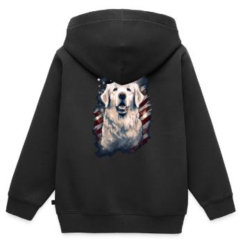 Hund Amerikanische Flagge stolzer Hundeliebhaber - Kinder Premium Organic Zip Hoodie - Schwarz - Hinten - AI Model Kid Male (0cm)