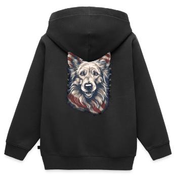 Schäferhund Amerikanische Flagge stolzer Hund - Kinder Premium Organic Zip Hoodie - Schwarz - Hinten - AI Model Kid Male (0cm)