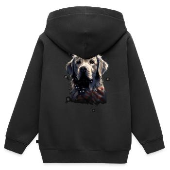 Hund Amerikanische Flagge stolzer Hundeliebhaber - Kinder Premium Organic Zip Hoodie - Schwarz - Hinten - AI Model Kid Male (0cm)
