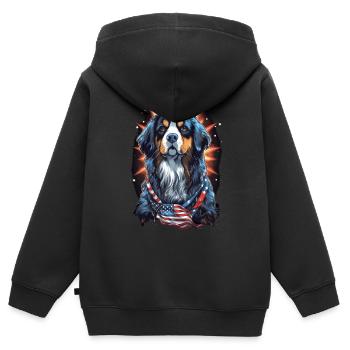Hund Amerikanische Flagge stolzer Hundeliebhaber - Kinder Premium Organic Zip Hoodie - Schwarz - Hinten - AI Model Kid Male (0cm)