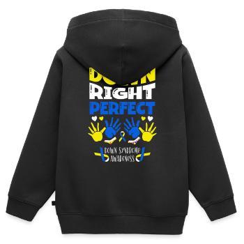 Down Right Perfect Down-syndrom-bewusstsein - Kinder Premium Organic Zip Hoodie - Schwarz - Hinten - AI Model Kid Male (0cm)