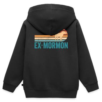 Ex Mormonen Tapir Pferd LDS Retro Exmo - Kinder Premium Organic Zip Hoodie - Schwarz - Hinten - AI Model Kid Male (0cm)
