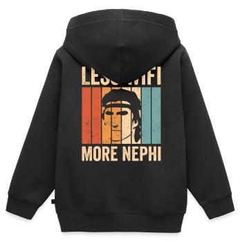Drôle de missionnaire mormon SDJ - Sweat Premium à capuche zippé enfant bio - noir - Dos - AI Model Kid Male (0cm)