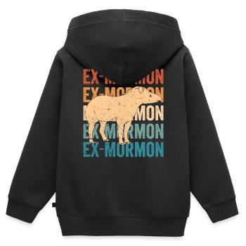Ex Mormon Tapir Cheval LDS Rétro Exmo - Sweat Premium à capuche zippé enfant bio - noir - Dos - AI Model Kid Male (0cm)