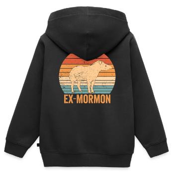 Ex Mormonen Tapir Pferd LDS Retro Exmo - Kinder Premium Organic Zip Hoodie - Schwarz - Hinten - AI Model Kid Male (0cm)