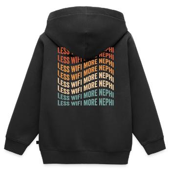 Drôle de missionnaire mormon SDJ - Sweat Premium à capuche zippé enfant bio - noir - Dos - AI Model Kid Male (0cm)