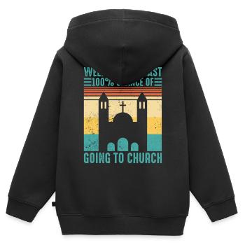 Drôle de mormon - Sweat Premium à capuche zippé enfant bio - noir - Dos - AI Model Kid Male (0cm)