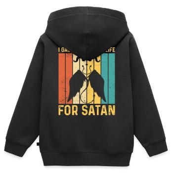 Drôle d’ex-mormon LDS Exmo - Sweat Premium à capuche zippé enfant bio - noir - Dos - AI Model Kid Male (0cm)