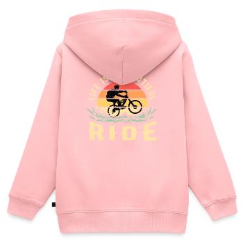 La vie cycliste à vélo est une belle balade - Sweat Premium à capuche zippé enfant bio - rose - Dos - AI Model Kid Female (0cm)
