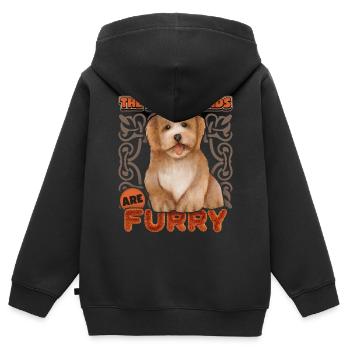 Bichon Havaneser Hund, vintage Aquarell, Rassehund - Kinder Premium Organic Zip Hoodie - Schwarz - Hinten - AI Model Kid Male (0cm)