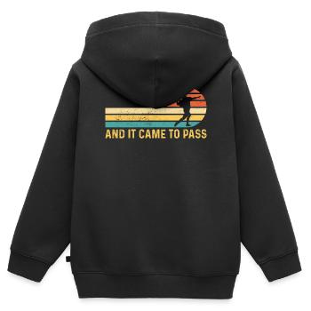 Lustiger Mormonenmissionar LDS Fußball - Kinder Premium Organic Zip Hoodie - Schwarz - Hinten - AI Model Kid Male (0cm)