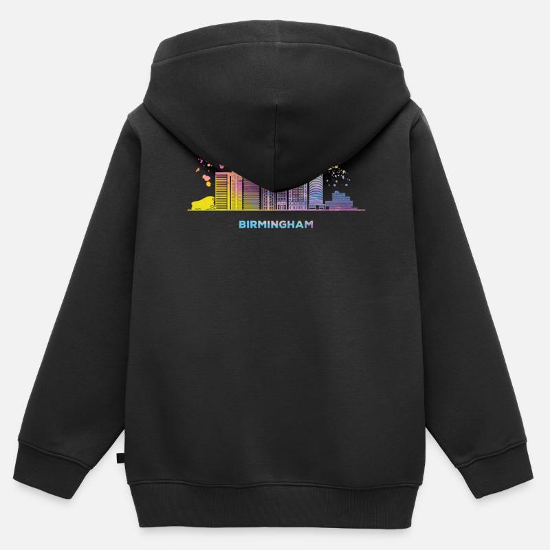 Birminghamer Skyline Birmingham - Sweat Premium à capuche zippé enfant bio - noir