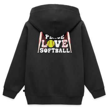 Mädchen Frieden Liebe Softball - Kinder Premium Organic Zip Hoodie - Schwarz - Hinten - AI Model Kid Male (0cm)