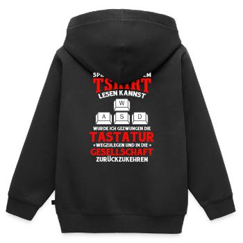 Zocken - Kinder Premium Organic Zip Hoodie - Schwarz - Hinten - AI Model Kid Male (0cm)