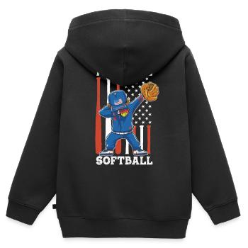 Mädchen Frieden Liebe Softball - Kinder Premium Organic Zip Hoodie - Schwarz - Hinten - AI Model Kid Male (0cm)