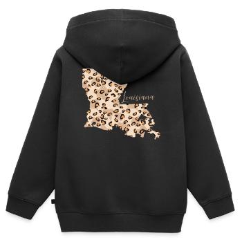 Louisiana Leopard-muster-karte - Kinder Premium Organic Zip Hoodie - Schwarz - Hinten - AI Model Kid Male (0cm)