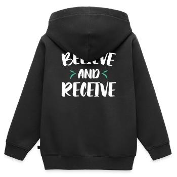 Glauben Und Empfangen Christlicher Glaube An Gott - Kinder Premium Organic Zip Hoodie - Schwarz - Hinten - AI Model Kid Male (0cm)