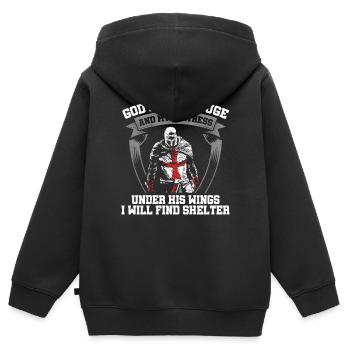 Gott Ist Meine Zuflucht Tempelritter Christlicher - Kinder Premium Organic Zip Hoodie - Schwarz - Hinten - AI Model Kid Male (0cm)