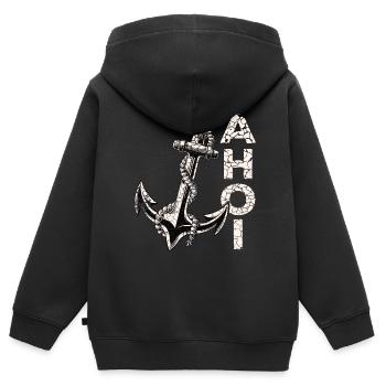 Ahoy anchor home Frise orientale Frise orientale Frise orientale - Sweat Premium à capuche zippé enfant bio - noir - Dos - AI Model Kid Male (0cm)