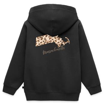 Massachusetts Leopard-muster Karte - Kinder Premium Organic Zip Hoodie - Schwarz - Hinten - AI Model Kid Male (0cm)