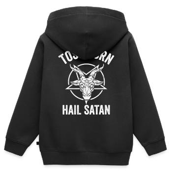 Drôle de trou de maïs Cornhole - Sweat Premium à capuche zippé enfant bio - noir - Dos - AI Model Kid Male (0cm)