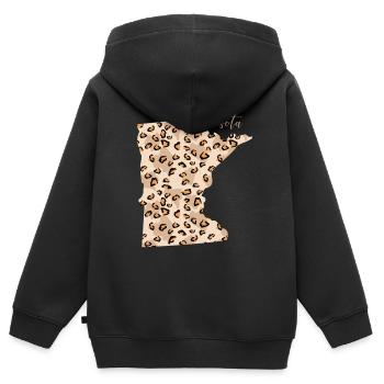 État du léopard du Minnesota Minnesota - Sweat Premium à capuche zippé enfant bio - noir - Dos - AI Model Kid Male (0cm)