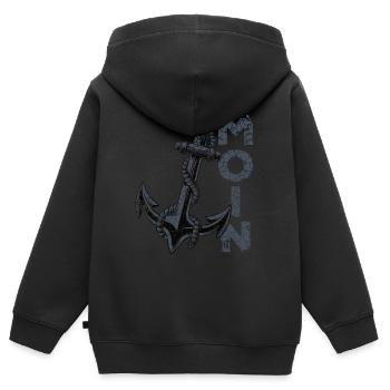 Moin Anker Ostfriesland Ostfriese - Kinder Premium Organic Zip Hoodie - Schwarz - Hinten - AI Model Kid Male (0cm)