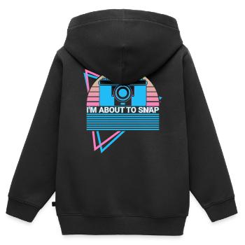 Kamera Fotografie Fotograf Retro - Kinder Premium Organic Zip Hoodie - Schwarz - Hinten - AI Model Kid Male (0cm)