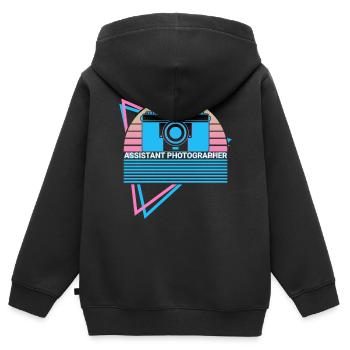 Kamera Fotografie Retro - Kinder Premium Organic Zip Hoodie - Schwarz - Hinten - AI Model Kid Male (0cm)