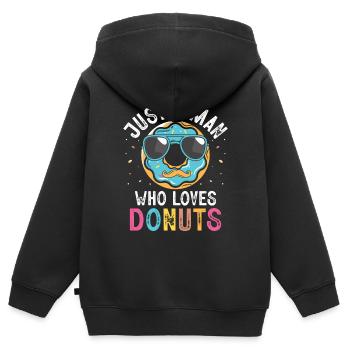 Nur Ein Mann, Der Donuts Liebt Donut Donut - Kinder Premium Organic Zip Hoodie - Schwarz - Hinten - AI Model Kid Male (0cm)