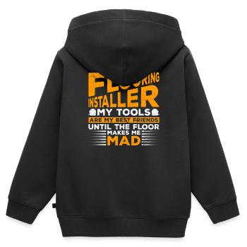 Fliesen- Und Teppichverleger Deisgn Für - Sweat Premium à capuche zippé enfant bio - noir - Dos - AI Model Kid Male (0cm)