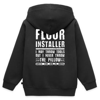 Tile Installer Design Für Bodenleger - Sweat Premium à capuche zippé enfant bio - noir - Dos - AI Model Kid Male (0cm)