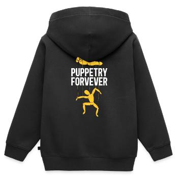 Marionnettes pour toujours Marionnettes Ventriloque Marionnettiste - Sweat Premium à capuche zippé enfant bio - noir - Dos - AI Model Kid Male (0cm)