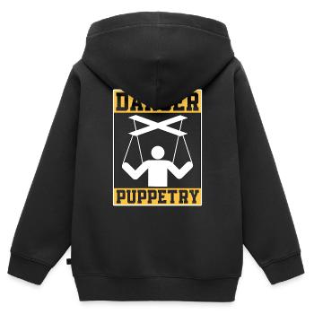 Marionnettes Danger Marionnettes Ventriloques Marionnettistes Marionnettiste - Sweat Premium à capuche zippé enfant bio - noir - Dos - AI Model Kid Male (0cm)