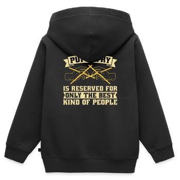 La marionnette est réservée uniquement au meilleur spectacle de marionnettes - Sweat Premium à capuche zippé enfant bio - noir - Dos - AI Model Kid Male (0cm)